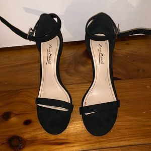 Black Stiletto Heels with Ankle Straps. Size 8.5